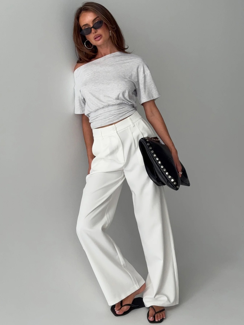 Princess Polly Archer Pants White